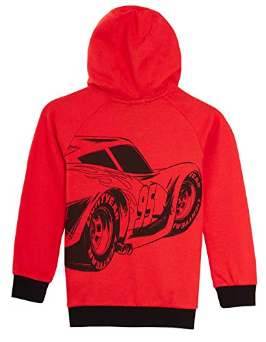 Disney Cars - Sudadera con capucha para niños con capucha y cremallera completa, rosso, 3-4 Years