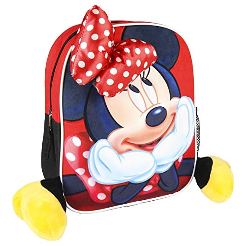 Disney Minnie Mouse Mochila para Niñas, Bolso Escolar, Mochila Guarderia, Equipaje Bolsa de Viaje Infantil, Diseño 3D, Regalo para Niñas!