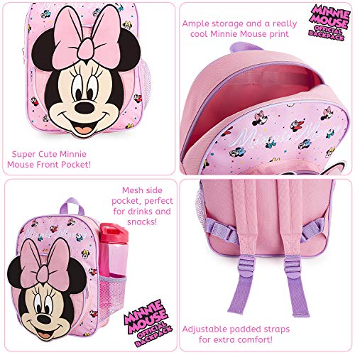 Disney Mochilas Escolares, Material Escolar para Niñas, Mochila Infantil con Minnie Mouse en Diseño 3D, Mochila Rosa de Gran Capacidad, Regalos Originales para Niñas