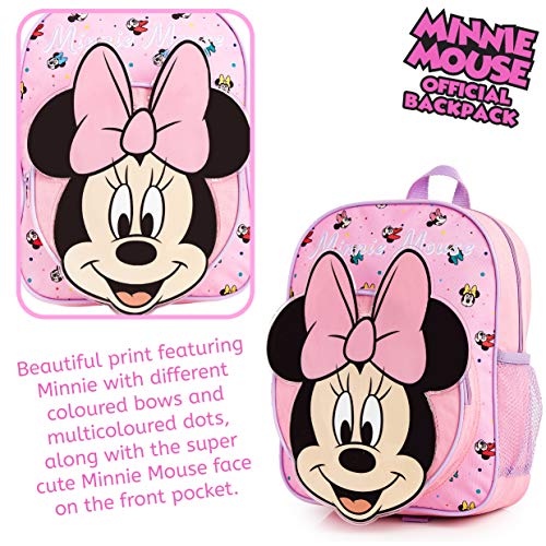 Disney Mochilas Escolares, Material Escolar para Niñas, Mochila Infantil con Minnie Mouse en Diseño 3D, Mochila Rosa de Gran Capacidad, Regalos Originales para Niñas