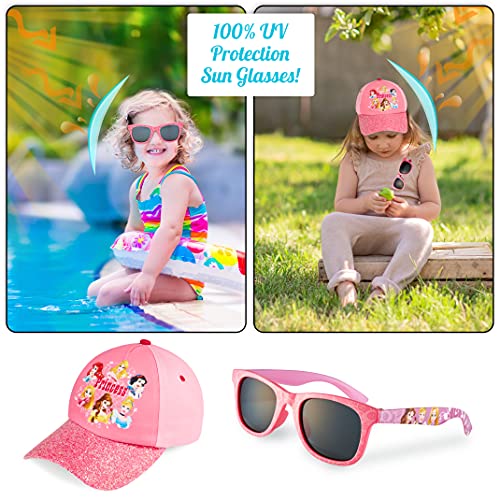 Disney Pack de Gorra Niña y Gafas de Sol Infantiles de Princesas, Gorra Infantil, Gafas de Sol Niña, Regalos para Niñas