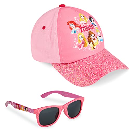 Disney Pack de Gorra Niña y Gafas de Sol Infantiles de Princesas, Gorra Infantil, Gafas de Sol Niña, Regalos para Niñas