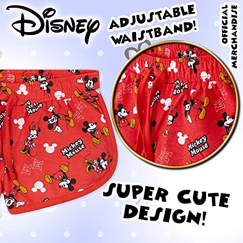 Disney Pantalon Corto Niña, Pack De 2 Pantalones Cortos de Mickey y Minnie Mouse, Ropa Niña de Algodón, Regalos para Niñas 18 Meses-10 Años (Rojo/Negro, 2-3 años)