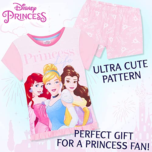 Disney Pijama Niña, Conjunto Verano Niña de Princesas 2 a 12 Años (Rosa, 9-10 años)