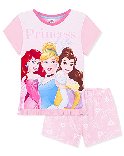 Disney Pijama Niña, Conjunto Verano Niña de Princesas 2 a 12 Años (Rosa, 9-10 años)