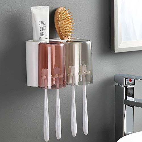 Dispensador automático de Pasta de Dientes-Kit de Soporte de Cepillo de Dientes automático montado en la Pared, Caja de Almacenamiento de Cepillo de Dientes Multifuncional Que Ahorra Espacio