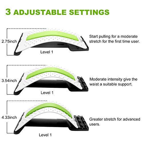 Dispositivo de estiramiento de espalda CareforYou: alivia el dolor de espalda inferior y superior, dispositivo de estiramiento lumbar, corrector de postura(blanco / verde)