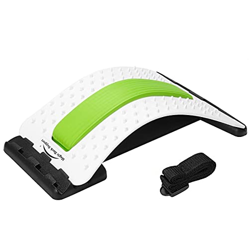 Dispositivo de estiramiento de espalda CareforYou: alivia el dolor de espalda inferior y superior, dispositivo de estiramiento lumbar, corrector de postura(blanco / verde)