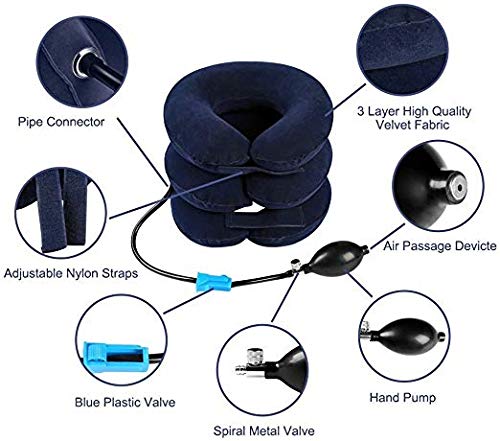 Dispositivo de tracción cervical para el cuello, estirador inflable para el cuello, cuello y hombros, relajante para el dolor de cuello y apoyo para el hombro, almohada de tracción para masaje