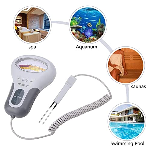 Diyeeni Probador portátil de Cloro y pH 2 en 1, medidor del Monitor de Calidad del Agua con SPA en la Piscina, Dispositivo de Prueba casera de Nivel CL2