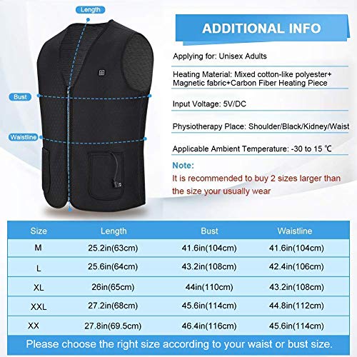 DOACT Chaleco Calefactable Exteriores, Chaqueta Calefactable Lavable, Tres Engranajes Eléctrica Calefactable Chaquetas Acampada y Marcha, Adecuado Hombres y Mujeres Caza Pesca Esquiar (M)