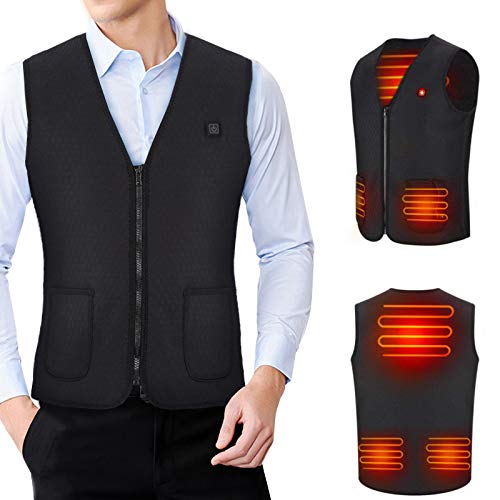 DOACT Chaleco Calefactable Exteriores, Chaqueta Calefactable Lavable, Tres Engranajes Eléctrica Calefactable Chaquetas Acampada y Marcha, Adecuado Hombres y Mujeres Caza Pesca Esquiar (M)