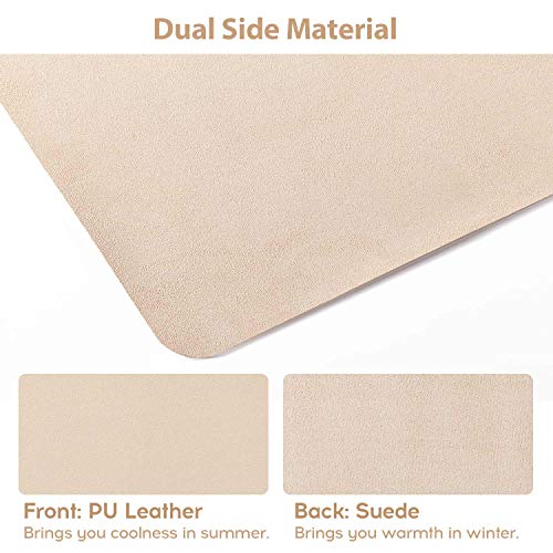 DOBAOJIA Alfombrilla de Ratón Extendida Mousepad Tapete de Escritura Estera Oficina Alfombrilla de Escritorio Protector Escritorio, Cuero PU Impermeable + Gamuza Antideslizante (80 x 40 cm Beige)