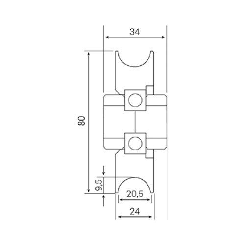 DOJA Industrial | Rueda Puerta Corredera | 2 Unidades | 80 x 20 | Acero | Ruedas Poleas para Conducir Equipos mecánicos | Aplicación: Puertas, Ventanas, Armarios, Impresora 3D, Mosquiteras