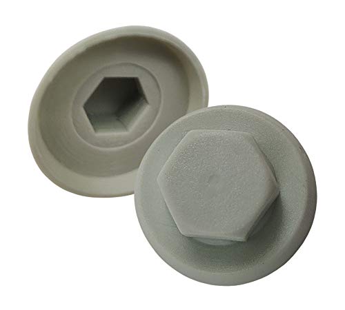 DOJA INDUSTRIAL | Tapones para Tornillos | Forma Hexagonal | Llave 10mm | PACK 100 | Material: Tapa Tuerca de Nylon | Color Gris | Uso: Tapon Protector para Tuercas | Tapon Tornillo Hexagonal