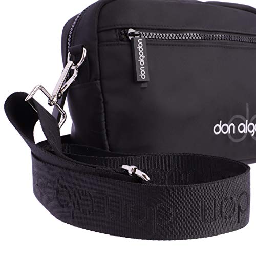 DON ALGODON Bolso Bandolera para Mujer, Negro, 22 x 8 x 16 cm