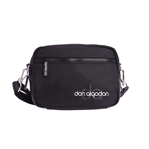 DON ALGODON Bolso Bandolera para Mujer, Negro, 22 x 8 x 16 cm