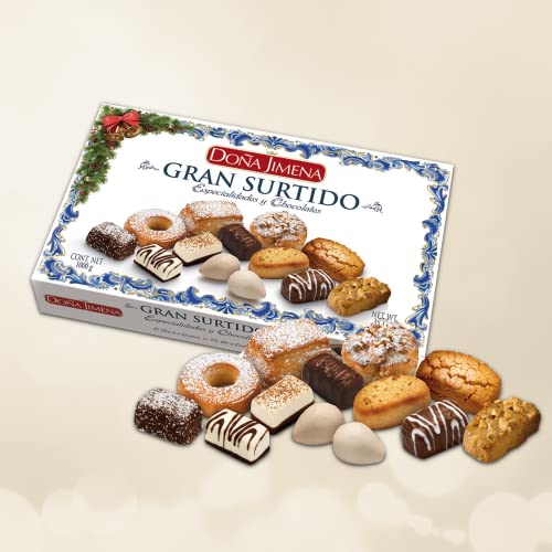 Doña Jimena - Gran Surtido de Dulces Tradicionales, Especialidades y Chocolates Mini Pralinés Sabores Variados, Típico Dulce Navideño Receta Artesanal, Dulces Artesanos, Almendra, 1000 Gramoss