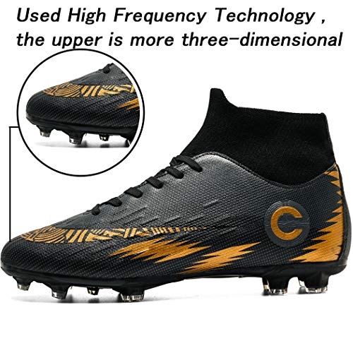 Donbest Botas de Fútbol para Hombre Spike Zapatos de fútbol Profesionales Aire Libre Calzado de Fútbol Atletismo Zapatillas de Fútbol,Negro,EU44