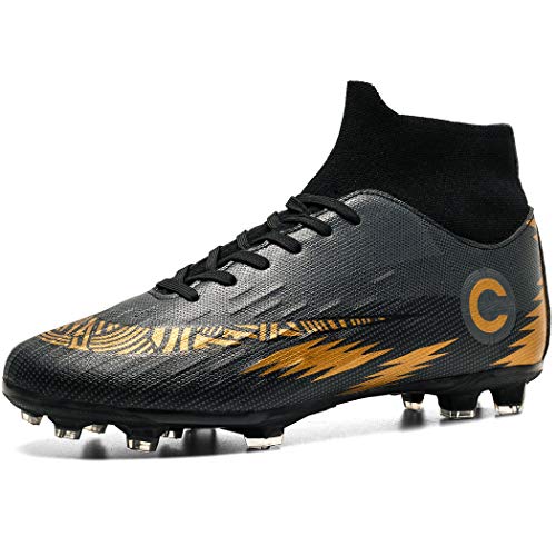 Donbest Botas de Fútbol para Hombre Spike Zapatos de fútbol Profesionales Aire Libre Calzado de Fútbol Atletismo Zapatillas de Fútbol,Negro,EU44