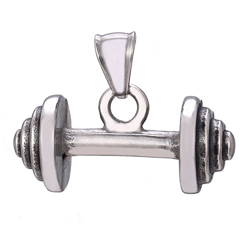 DonDon Collar de Acero Inoxidable con Colgante Pesas para Hombres Deportistas