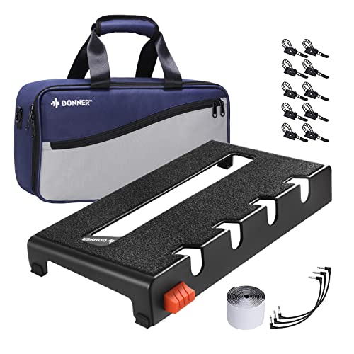 Donner Pedalera de efectos para Guitarra Portable 36,7cm x 19,1cm x 5,2cm, Pedalboard con Bolsa de Transporte y Cinta de Gancho y Bucle, Tablero de Pedal de Aleación (DB-S100)