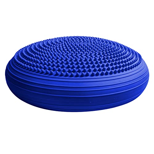 #DoYourFitness Cojín de Equilibrio con Inflador Incluido - Cojín Lumbar Silla de Oficina para Mejorar Postura - Ejercicio en Casa para Rehabilitación y Coordinación - 32 cm/Azul