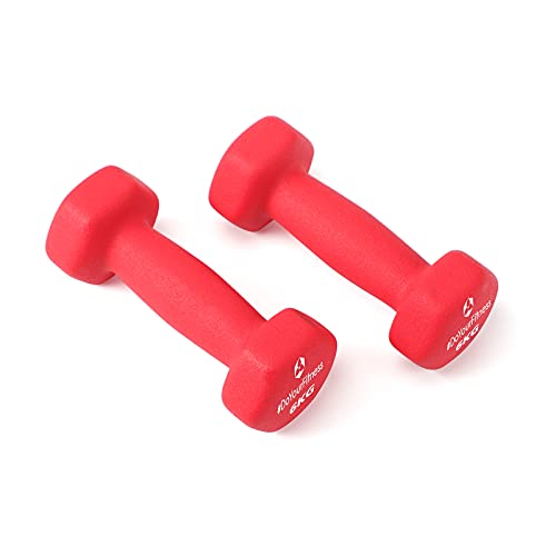 #DoYourFitness Juego de 2 mancuernas - 2 x 6 Kg - Superficie de neopreno antideslizante - Pesas aeróbicas) - Rojo