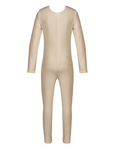 dPois Bodies de Danza Maillot Ballet Manga Larga Niña Mono Leotardo Gimnasia Ropa Deportiva Elástico Traje de Deporte Invierno Unitard Infantil Dancewear Jumpsuit 5-12 Años Beige 7-8 años