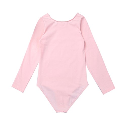 dPois Maillot Ballet para Niña Maillot de Danza Leotardo Manga Larga Disfraz Bailarina Vestido Tutú Traje de Ballet Gimnasia Yoga Básico Niña 2Pcs Rosa Perla 8-10 años