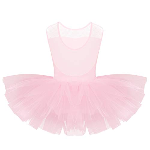 dPois Maillot de Ballet Niña Tutú Vestido con Braga Interior Traje de Baile Leotardo con Falda Malla Lunares Gimnasia Disfraz Bailarina Fiesta Carnaval 4 a 12 Años Rosa A 10 años