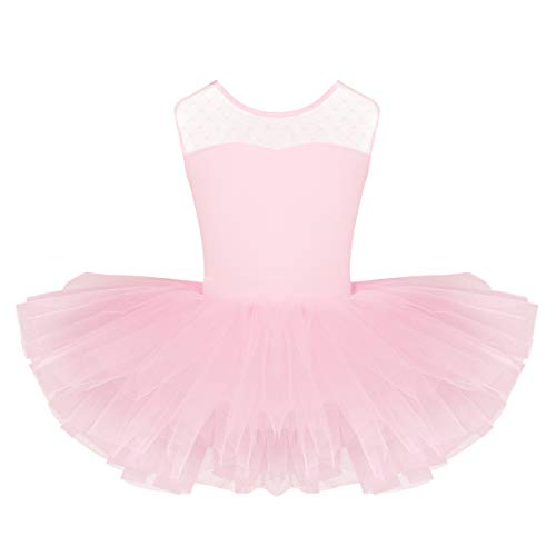 dPois Maillot de Ballet Niña Tutú Vestido con Braga Interior Traje de Baile Leotardo con Falda Malla Lunares Gimnasia Disfraz Bailarina Fiesta Carnaval 4 a 12 Años Rosa A 10 años