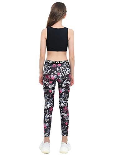 dPois Ropa Deportiva Niñas Chandales Estampados Crop Top Corto y Pantalones Leggings Deporte Chicas Chalecos Deportivos Danza Conjuntos Gym Yoga Fitness Balck y Rosa Rojo 9-10 años