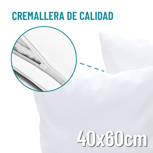 Dreamzie Juego de 2 x Fundas de Almohada 40x60 cm Blanco 100% Algodon Jersey - Funda de Almohada Algodon 40x60 - Funda Cojin para Cama 40x60 - Protector de Almohada