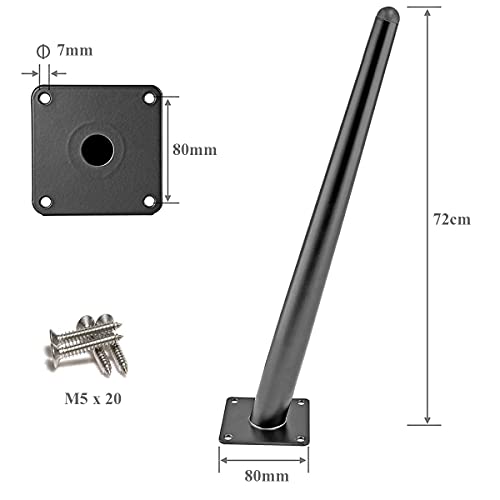 Drenky Patas para Mesas de Hierro, 4 Piezas 72cm Patas Mesa Escritorio de Cónica Inclinación Negro Patas para Muebles de Servicio Pesado con Bases Protectoras