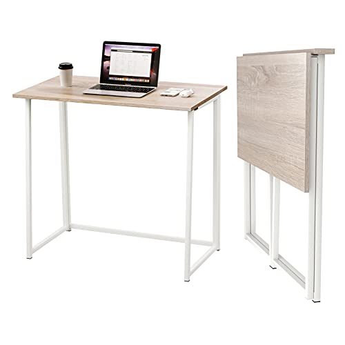 Dripex Mesa Escritorio Plegable, Mesa Ordenador, Compacto sin ensamblaje, Mesa de Estudio Plegable para Casa Oficina, Escritorio para computadora Manualidades, Color Madera, 80 x 45 x 74 cm