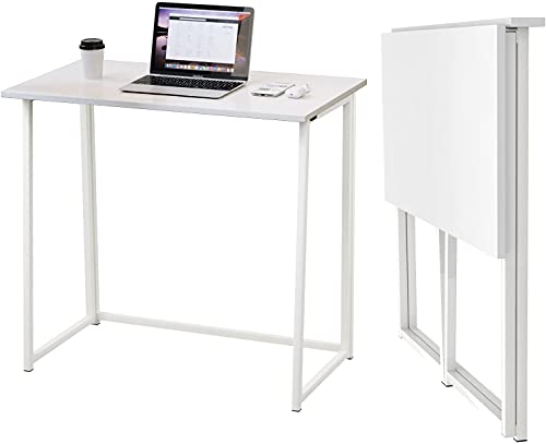 Dripex Mesa Escritorio Plegable, Mesa Ordenador, Compacto sin ensamblaje, Mesa de Estudio Plegable para Casa Oficina, Escritorio para computadora Manualidades, Mesa Blanca, 80 x 45 x 74 cm