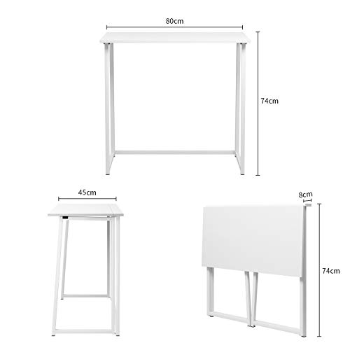 Dripex Mesa Escritorio Plegable, Mesa Ordenador, Compacto sin ensamblaje, Mesa de Estudio Plegable para Casa Oficina, Escritorio para computadora Manualidades, Color Madera, 80 x 45 x 74 cm