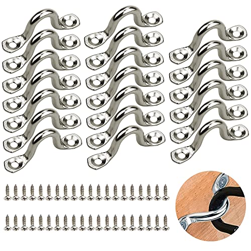 DriSubt Juego de 20 correas de ojo de almohadilla, bucles de cubierta de kayak de acero inoxidable, puntos de anclaje con 40 tornillos para kayak canoa aparejo (4 mm)