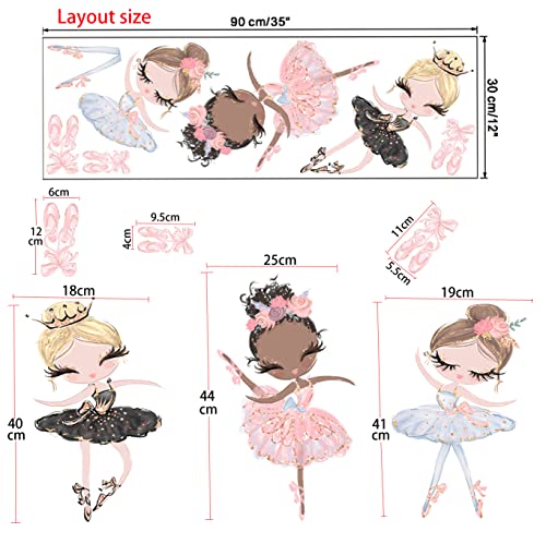 Droomhuis Rosa Vinilos Decorativos Linda Chica Bailarina Pegatinas Infantiles Pared para Cuarto de Niñas, Cuarto de Niños,Jardín de Infantes Pegatinas Pared Decorativas