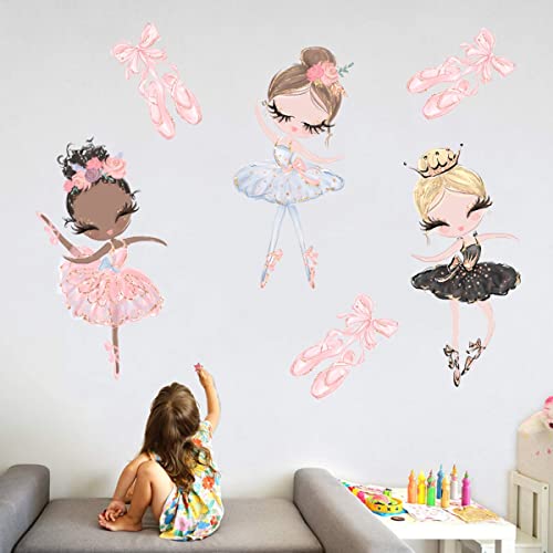 Droomhuis Rosa Vinilos Decorativos Linda Chica Bailarina Pegatinas Infantiles Pared para Cuarto de Niñas, Cuarto de Niños,Jardín de Infantes Pegatinas Pared Decorativas