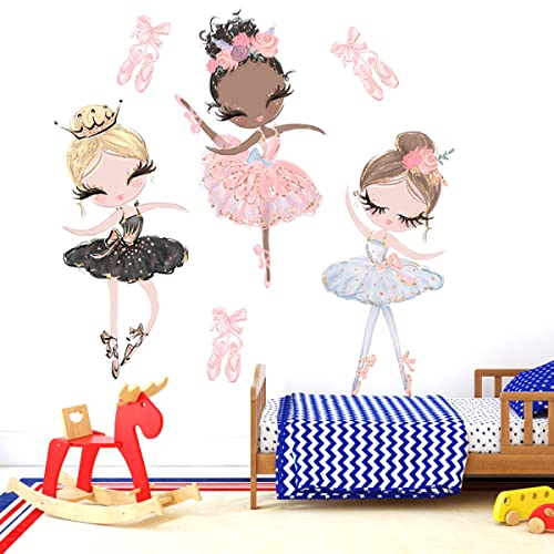 Droomhuis Rosa Vinilos Decorativos Linda Chica Bailarina Pegatinas Infantiles Pared para Cuarto de Niñas, Cuarto de Niños,Jardín de Infantes Pegatinas Pared Decorativas