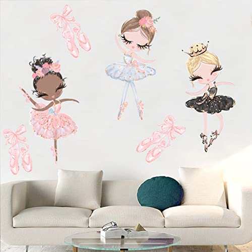 Droomhuis Rosa Vinilos Decorativos Linda Chica Bailarina Pegatinas Infantiles Pared para Cuarto de Niñas, Cuarto de Niños,Jardín de Infantes Pegatinas Pared Decorativas