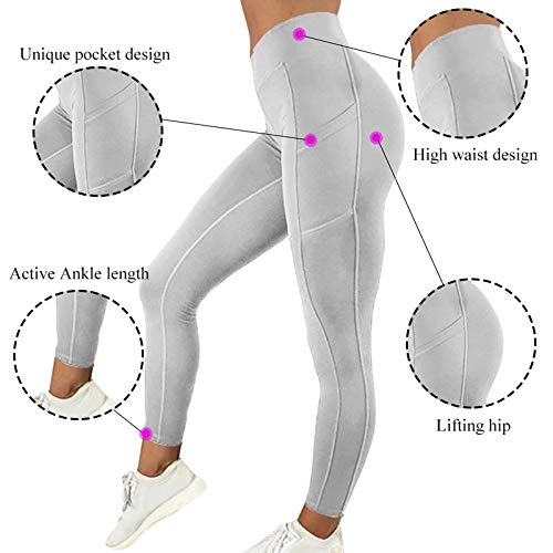 Ducomi Ann Leggings Mujer Bolsillo para Teléfono Móvil - Gimnasio Informal y Estilo Hogareño - Leggins Elásticos, Transpirables y de Máxima Comodidad - Ropa Deportiva, Yoga, Pilates (Gris, L)