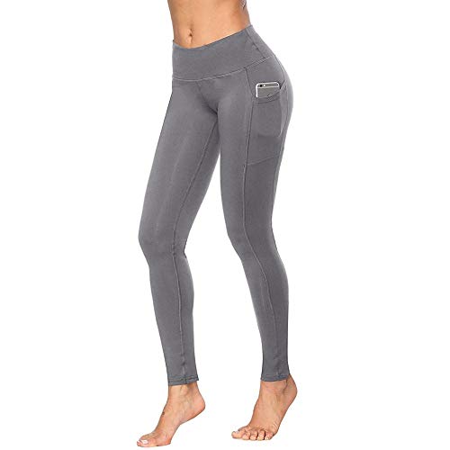 Ducomi Ann Leggings Mujer Bolsillo para Teléfono Móvil - Gimnasio Informal y Estilo Hogareño - Leggins Elásticos, Transpirables y de Máxima Comodidad - Ropa Deportiva, Yoga, Pilates (Gris, L)