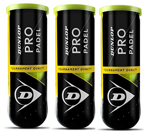 Dunlop Pro Pelota de pádel, Amarillo, pack de 3 . Total 9 pelotas