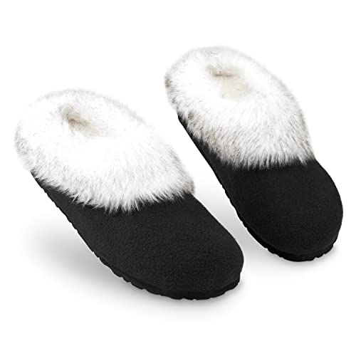 Dunlop Zapatillas Mujer Casa con Suela Antideslizante, Pantuflas Mujer Invierno con Forro Polar, Regalos Para Mujer y Chica Adolescente Talla 37-41 (40, Negro, numeric_40)