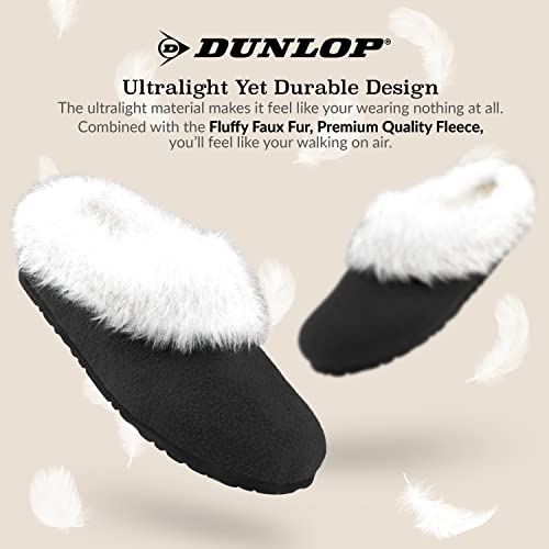 Dunlop Zapatillas Mujer Casa con Suela Antideslizante, Pantuflas Mujer Invierno con Forro Polar, Regalos Para Mujer y Chica Adolescente Talla 37-41 (40, Negro, numeric_40)