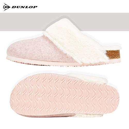 Dunlop Zapatillas Mujer, Zapatillas Casa Mujer con Forro Polar, Pantuflas Mujer Suela de Goma Antideslizante, Regalos para Mujer y Adolescentes Talla 36-41 (Rosa, Numeric_39)