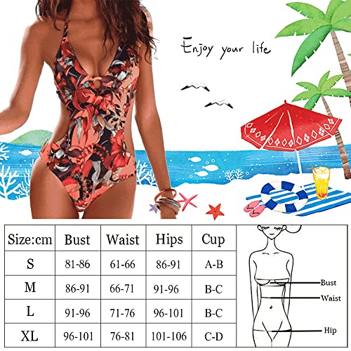 DURINM Mujeres Retro Cintura Alta Trajes de Baño Una Pieza Bañador Trajes de Brasileño Conjunto de Bikini Push up Ropa de Baño Cuello en V